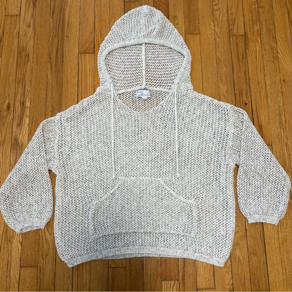 Vintage Havana Open Knit Hooded Pullover Sweater Size L Neutral NWOT
